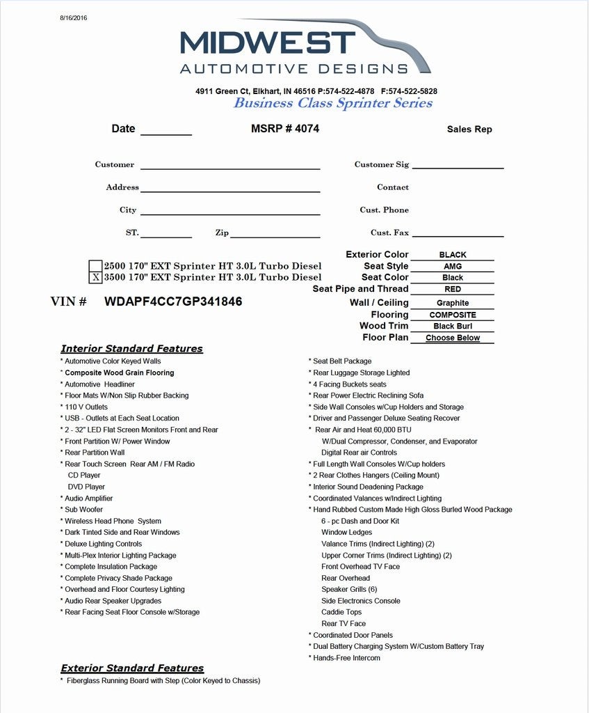 2016 Mercedes-Benz Sprinter 3500 Base BlueTEC®