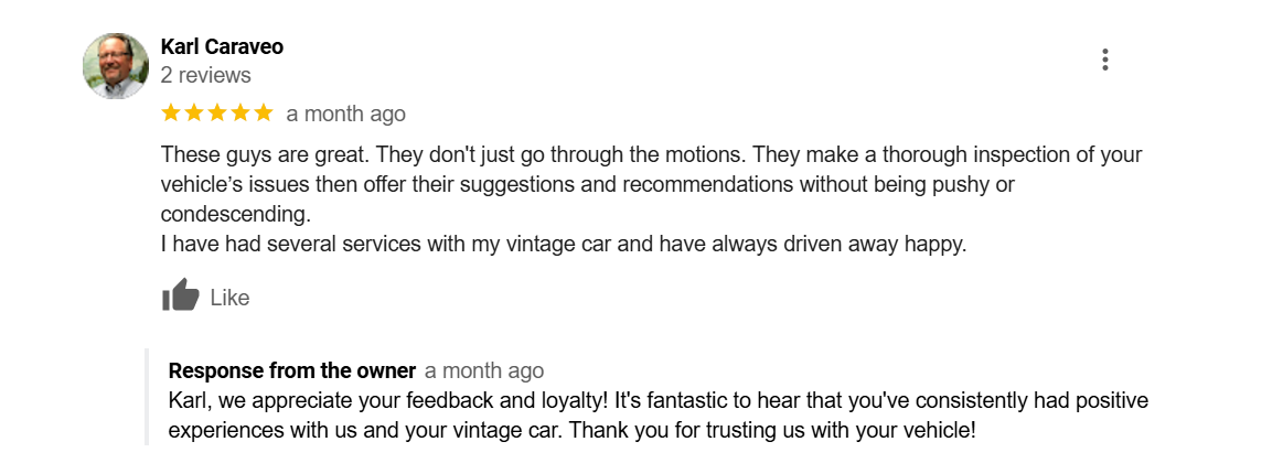 screenshot image of a positive Google review