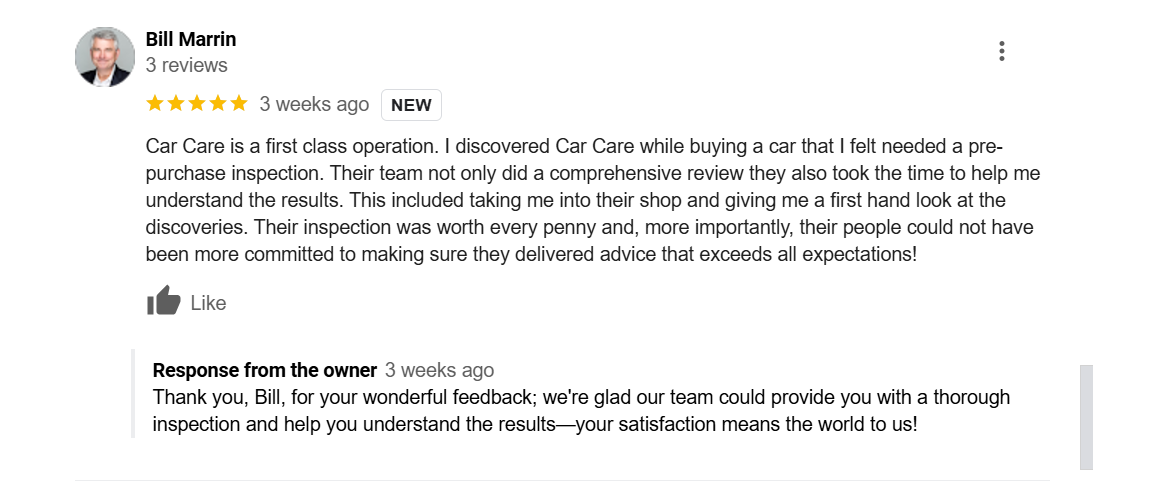 screenshot image of a positive Google review